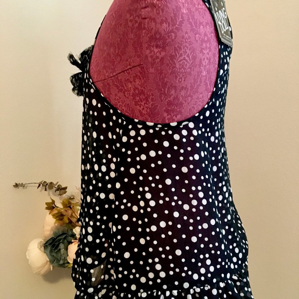 Black and White Polka Dot Tank Top Sleeveless - Picture 4 of 7